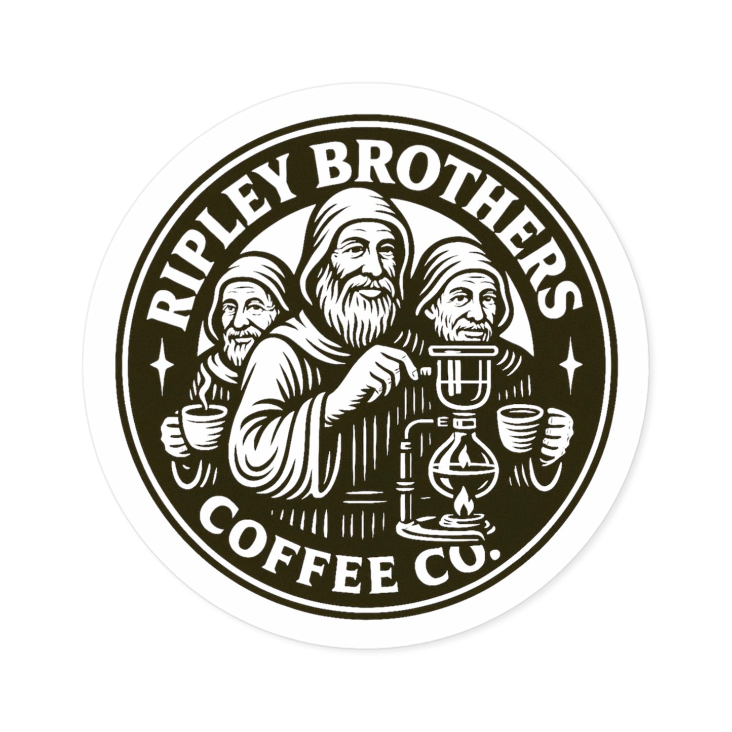 Ripley Brothers Coffee Co. Round Sticker — Indoor/Outdoor Vinyl Coffee Logo Sticker