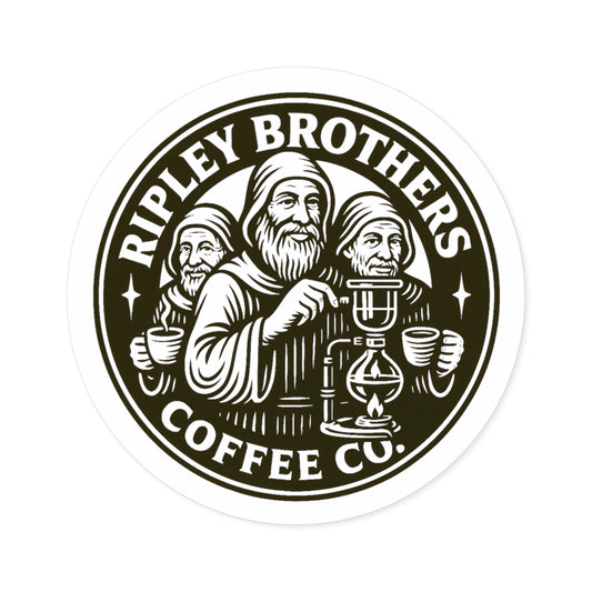 Ripley Brothers Coffee Co. Round Sticker — Indoor/Outdoor Vinyl Coffee Logo Sticker